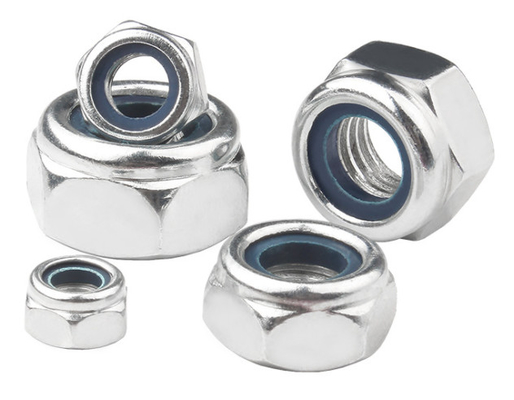 M3-M20 Hex Head Nuts Khóa nylon Xanh trắng Kẽm Thép carbon thấp Din 985 Chốt công nghiệp