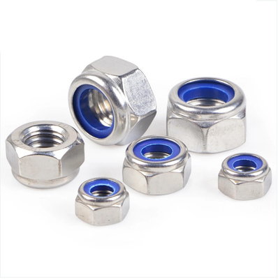 M3-M20 Hex Head Nuts Khóa nylon Xanh trắng Kẽm Thép carbon thấp Din 985 Chốt công nghiệp