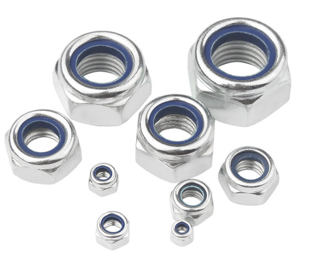 M3-M48 Din 985 Hex Head Nuts Nylon Lock Zinc Plating Với màu xanh / trắng