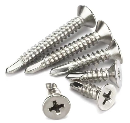 Thép cacbon galvanized tự đập vít đầu phẳng khoan đuôi Countersunk Cross M4.2