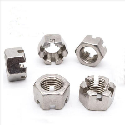 Thép cacbon kẽm galvanized Hexagon Slotted Nut M10 M12 Din 935