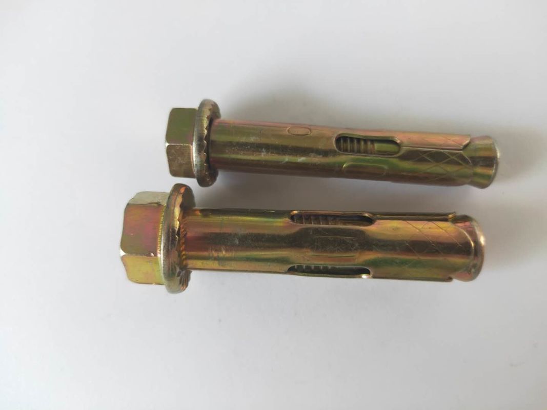 Các vật kết nối thép cacbon vàng kẽm mạ M6 loại hạt vạch hex Sleeve Anchor Grade 4.8